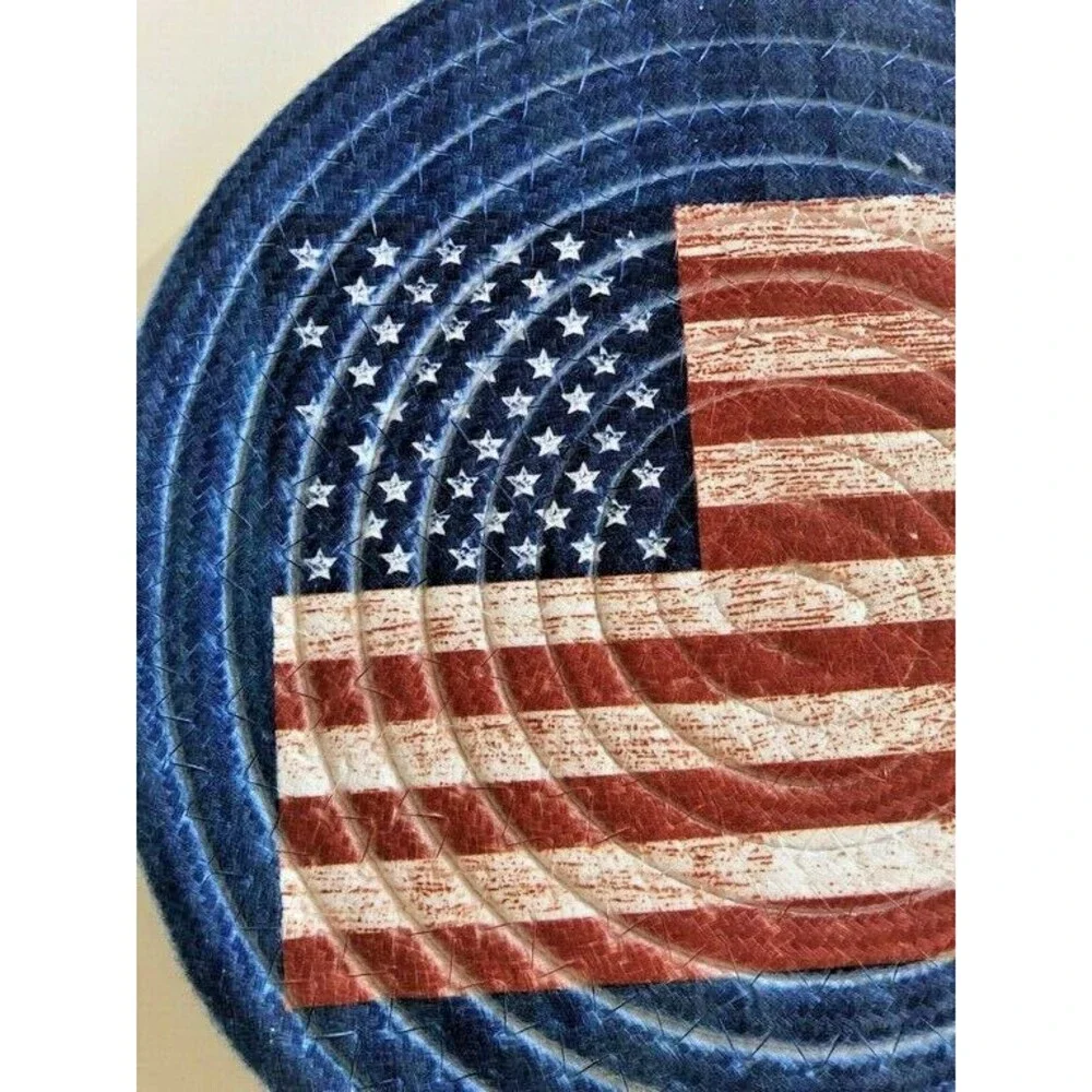 Trivet Hot Pad USA Flag Patriotic July 4th Braided Heat Resistant Beach 9